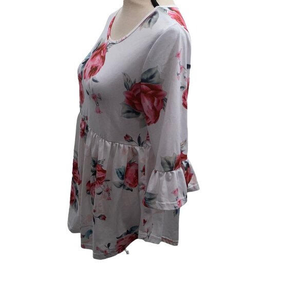 Floral Bell Sleeve Skater Dress Tunic Small Unbranded One Size See Measurements - Picture 3 of 4